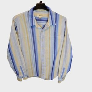 BKE Buckle XXL Blue &‎ Yellow Striped Button Up Long Sleeve Shirt Casual